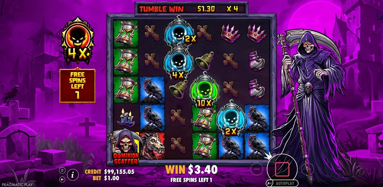 Death Dominion Dominion Immortal Free Spins: four new lantern multipliers of 2x, 4x, 10x and 2x land on the grid