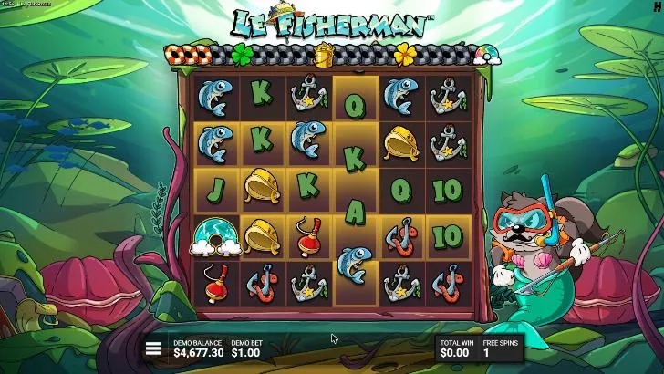 Le Fisherman Slippery When Wet last free spin underwater: kept Golden Squares over much of the grid, a Rainbow on reel 1, Smokey in a snorkel